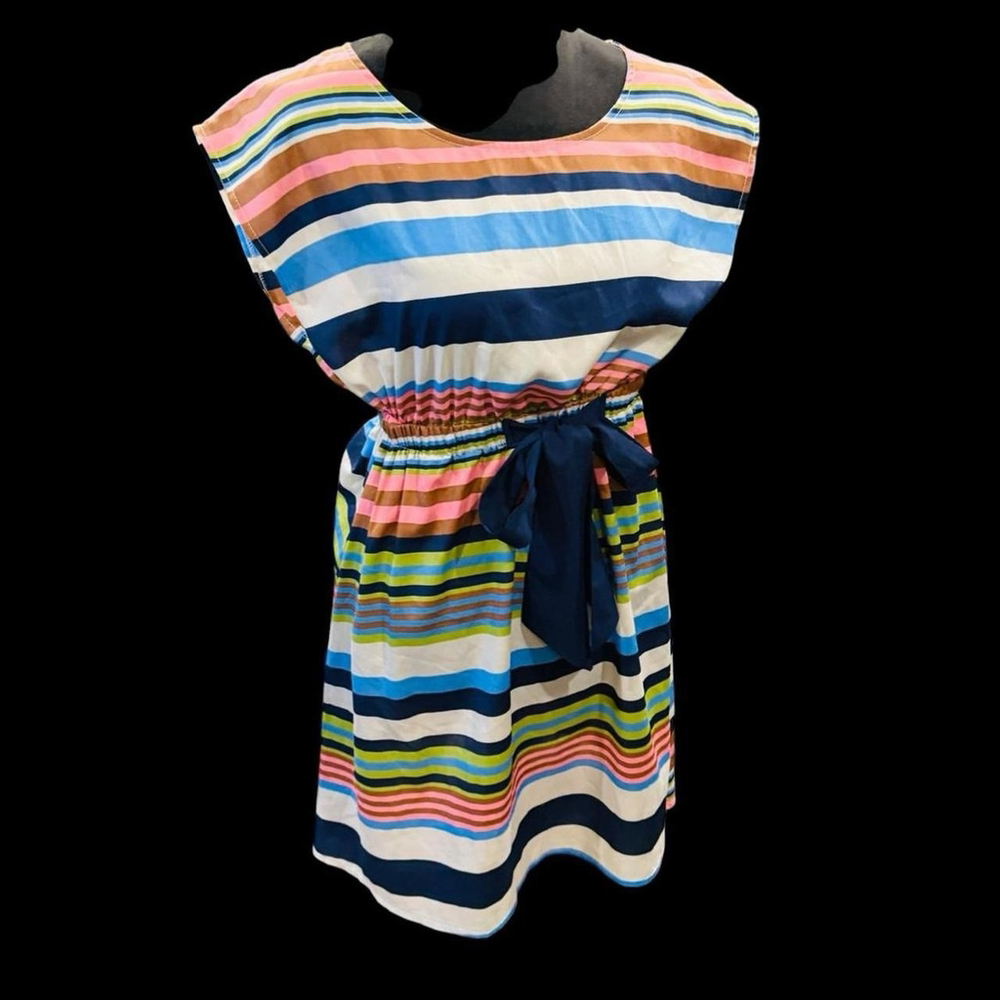 Pants Store Silk Blend Striped Dress Women S Retro Style Elastic Waist Tie Belt